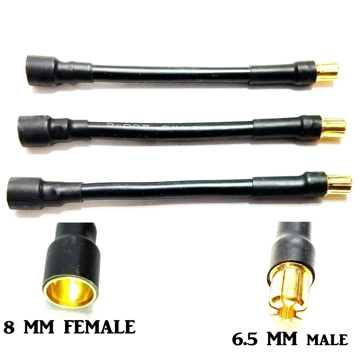 3 قطعة 6.5 مللي متر إلى 4 مللي متر 5.5 مللي متر 6 مللي متر 8 مللي متر رصاصة محول ذكر إلى أنثى 10AWG 10 سنتيمتر القلعة ESC موتور تمديد الرصاص سلك السيليكون كابل