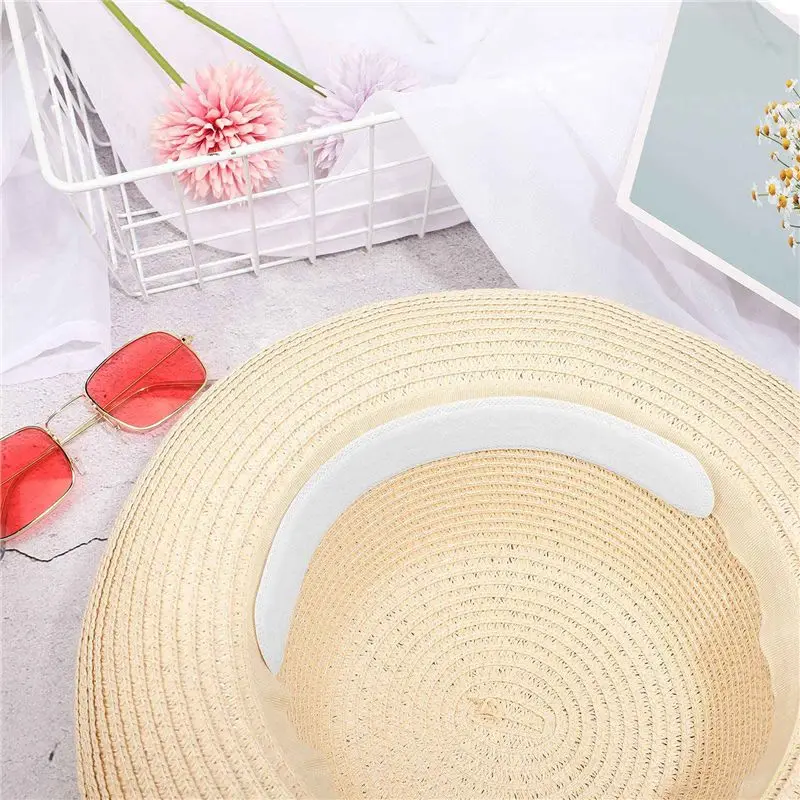 50 Pieces Disposable Cap Sweat Band Liner Moisture Wicking Sweatband Visor Hat Adhesive Sweat Absorbing Strips Patch Tape Black
