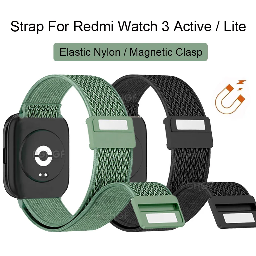 Nylon Elastic Strap For Redmi Watch 3 Active Bracelet Magnetic Buckle Wristband For Xiaomi Redmi Watch 3 Active Lite Watch Band