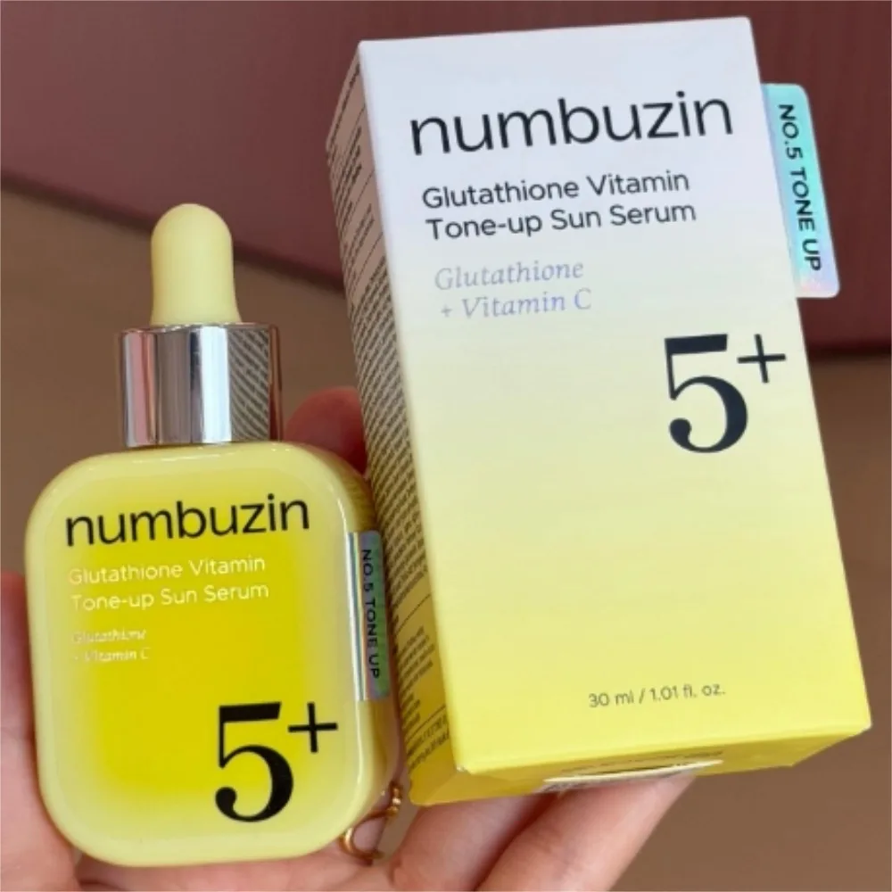 30ml Korean Numbuzin No.5+ Glutathione Vitamin Tone-up Sun Serum Brighten Even Skin Tone SPF50+ PA++++ Nicotinamide Brand Serum