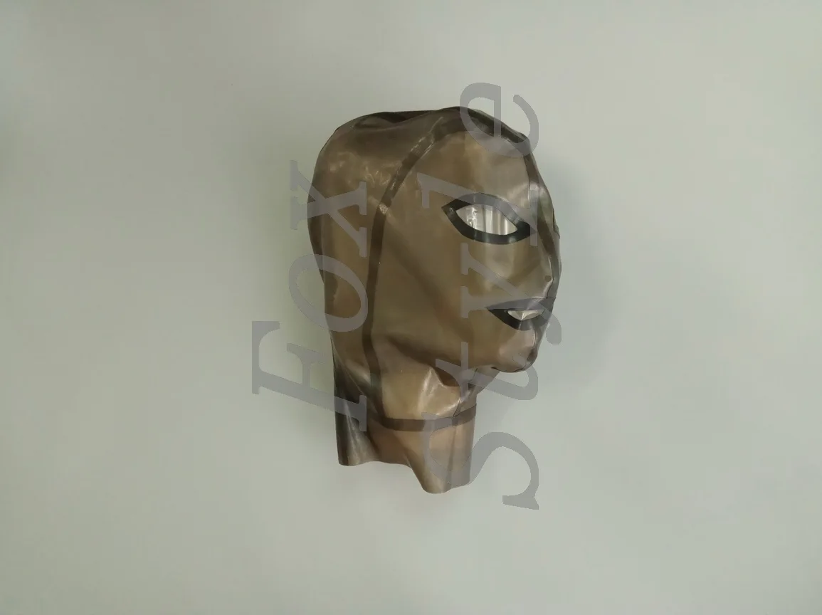 high quality transparent black latex head hood