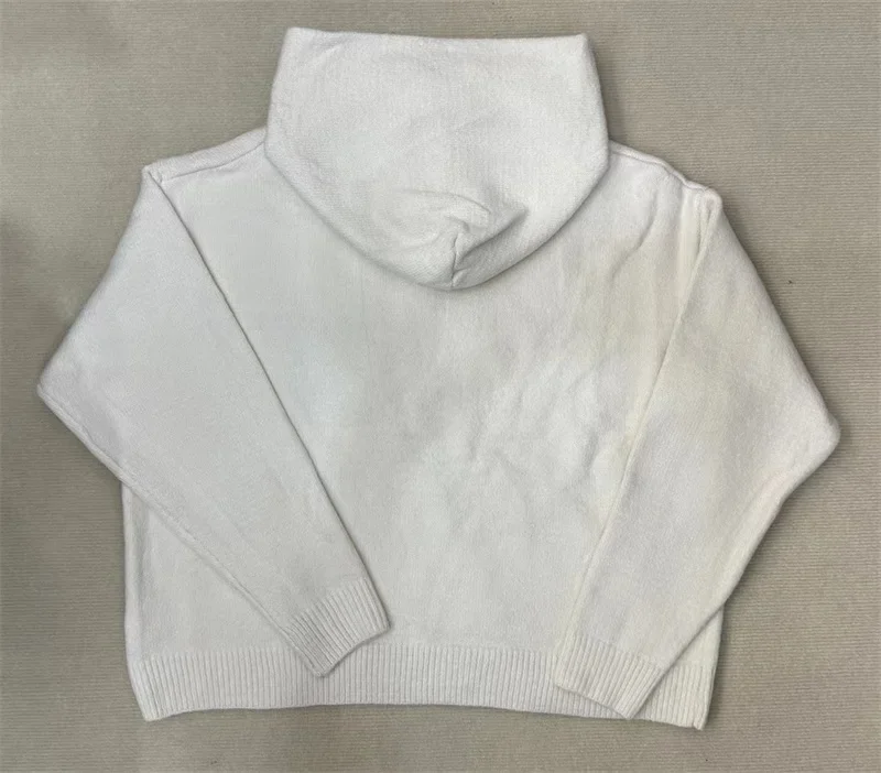 25ss Jacquard CB Knitted Hooded Sweaters Oversized Casual Mens Knit Hoodies Top Quality Grey Womens Wool Sweaters