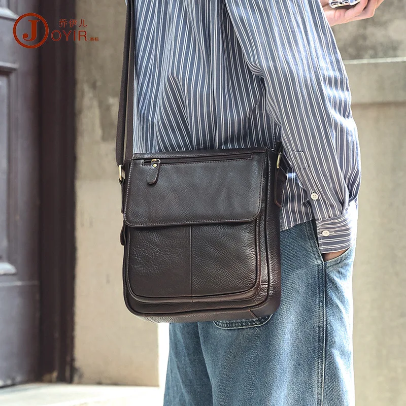 Genuine Cowhide Leather Men Vintage Handbags Flap Men's Shoulder Bags Casual Messenger Bags Fashion Crossbody Bag