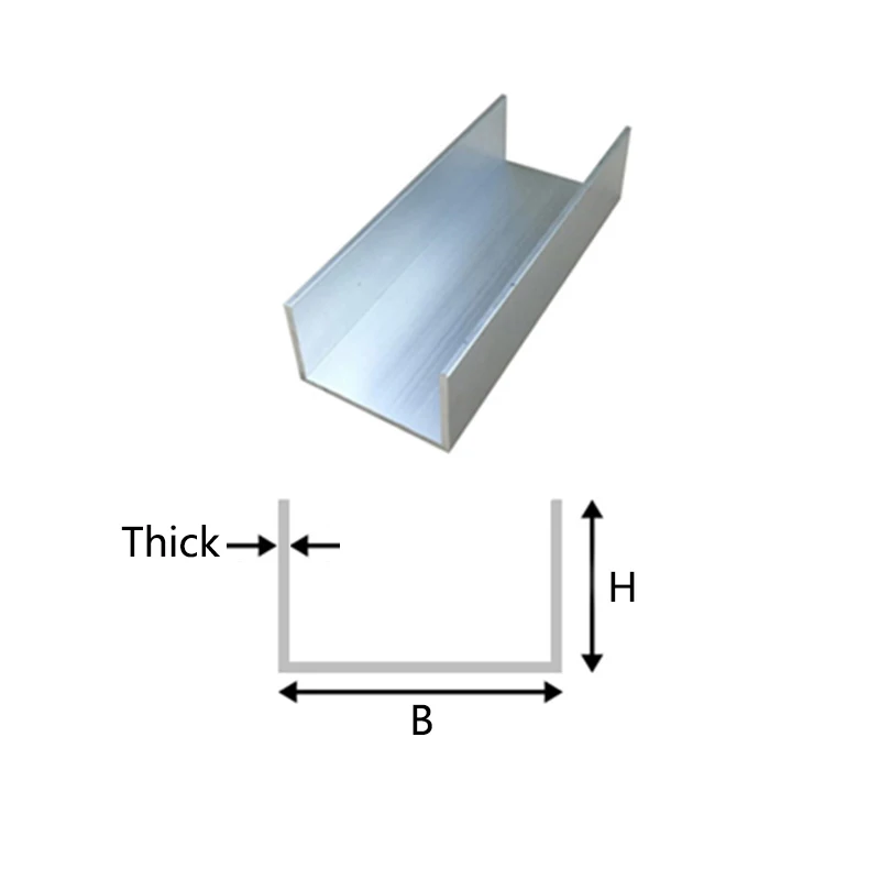 2Pcs Length 495mm Aluminum Alloy U-shaped Slot Rail Slot 4x10mm 5x5mm 5x10mm~105x50mm DLY Aluminum Profile Fixed Card Slot