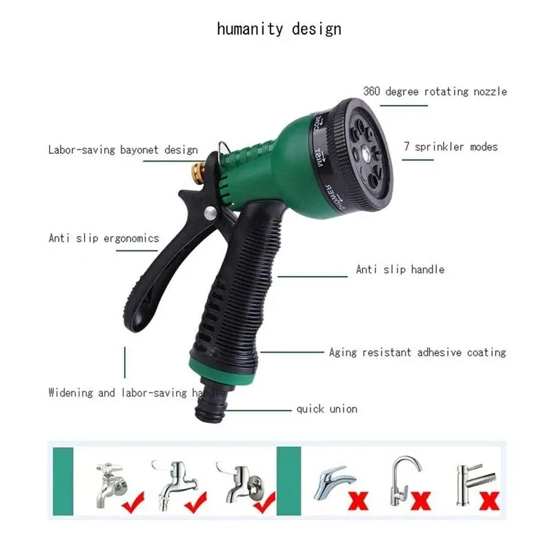 8 Mode High Pressure Garden Water Gun Hose Nozzle Car Washing Yard Water Sprayer Irrigation Pipe Tube Nozzle Sprinkle Tools