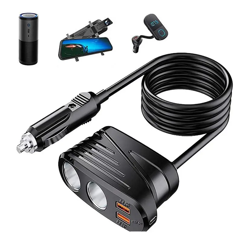 

Car Lighter Adapter 120W Automotive Lighter Splitter With 2 USB Charging Ports Over Current Protection Lighter Adapters For Cars