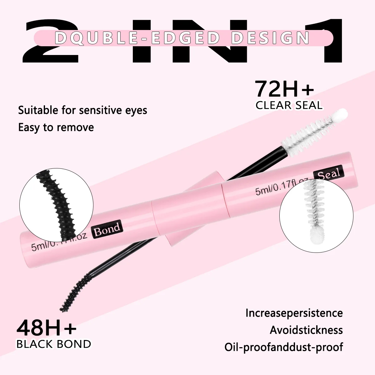 SEEUI Lash Cluster Glue Lash Bond and Seal Waterproof 2 in 1 for Clusters Eyelash Adhesive Black Long-Lasting Lash Glue