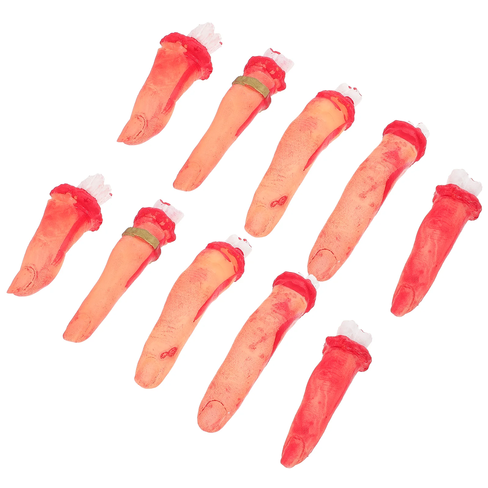 10 ชิ้น Bloody Finger จําลองปาร์ตี้ฮาโลวีน Prop ตัดของเล่นเสาปลอม Latex โฟม Props