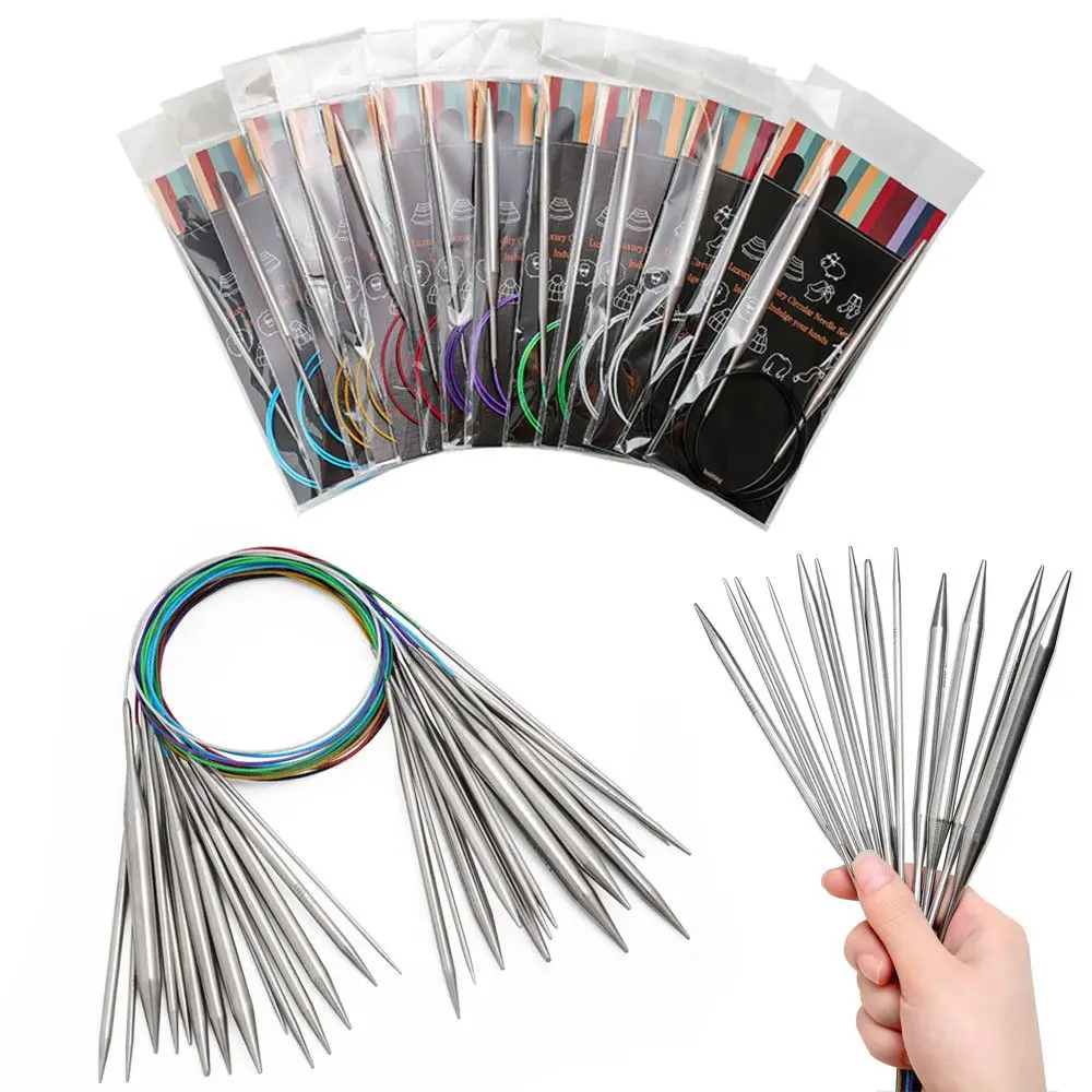 40/100cm Circular Round Weaving Stainless Steel DIY Crafts Sewing Pins Crochet Hook Knitting Needles Circular Needle