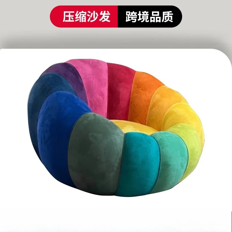 Compressed Rainbow Sofa Dopamine Color Internet celebrity Living Room Rainbow Petals Single Chair Reading Corner Bedroom Balcony view 5