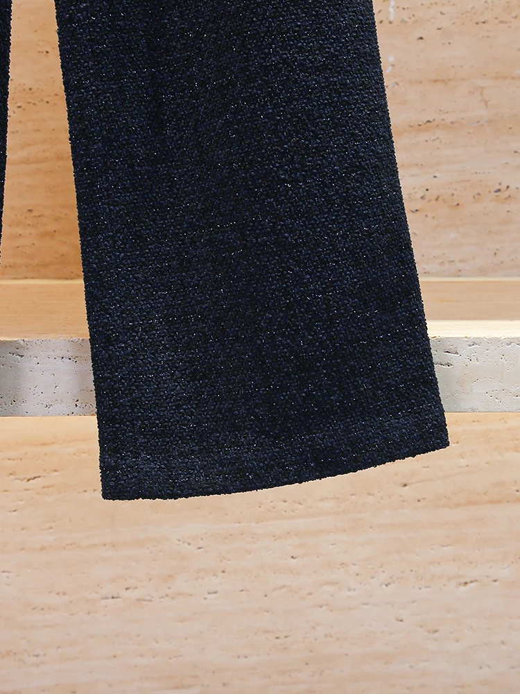 กางเกงขายาวทรงขากว้างสไตล์ลำลองสำหรับผู้หญิง ดีไซน์โซ่ ผ้าขนสัตว์ผสมโพลีเอสเตอร์ ให้ความรู้สึกพรีเมียม รุ่น M Home Nan You