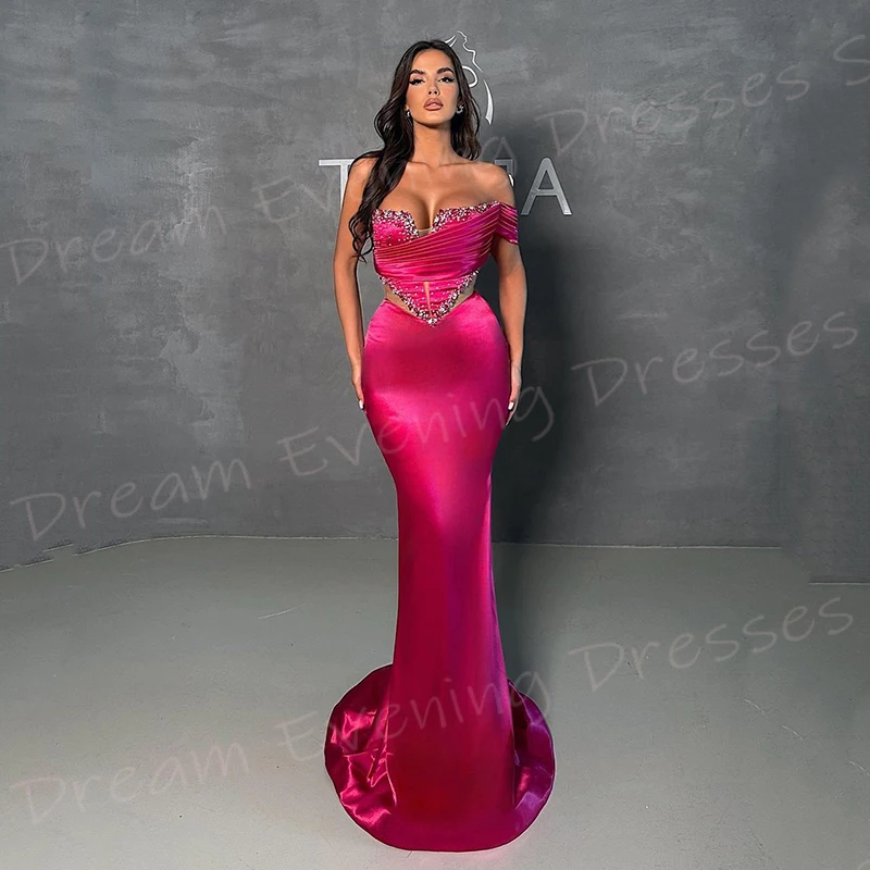 Generoso feminino sereia gracioso vestidos de noite um ombro vestidos de baile sem mangas miçangas personalizado robe de soiree femmes