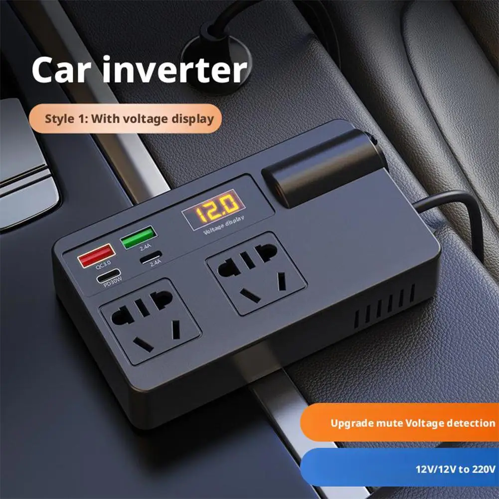 Car Inverter DC 12V/24V To AC 220V Converter ON/OFF 3.0 Detection Switch Voltage USB/PD/Type-C QC Power Chargers Adapter Q3W2