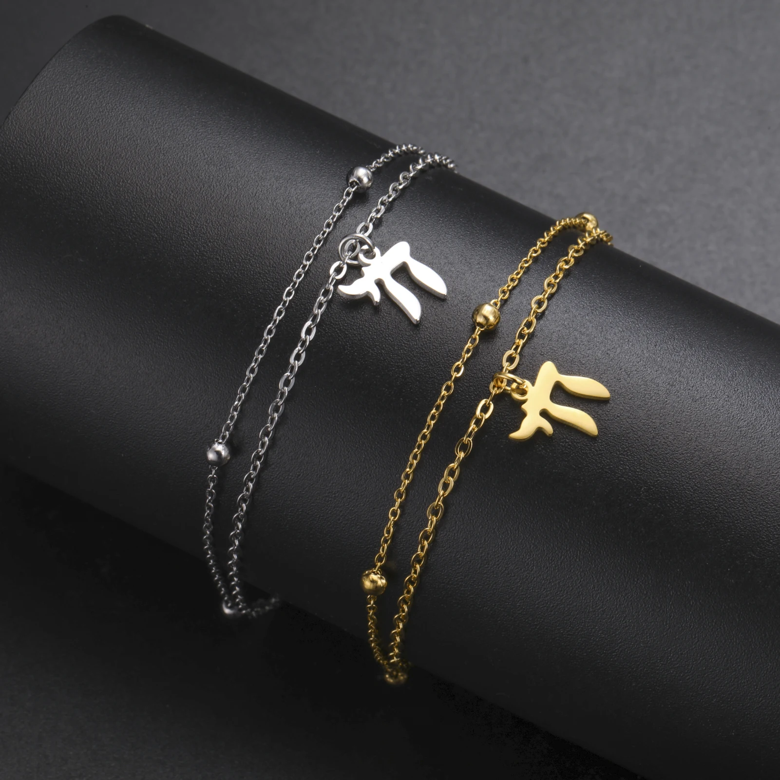 Hebräisches Buchstaben-π-Symbol Anhänger Armband aus Edelstahl, jüdisches Segensamulett für Frauen, Geschenk zum Jahrestag von Freunden
