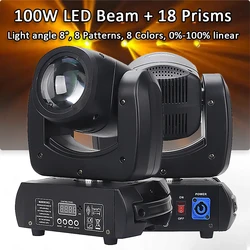 DJ Lighting Equipments 100W 18 Prisms Led Moving Head Light Mini Small Beam Spot Light For Disco KTV Stage Night Club Party
