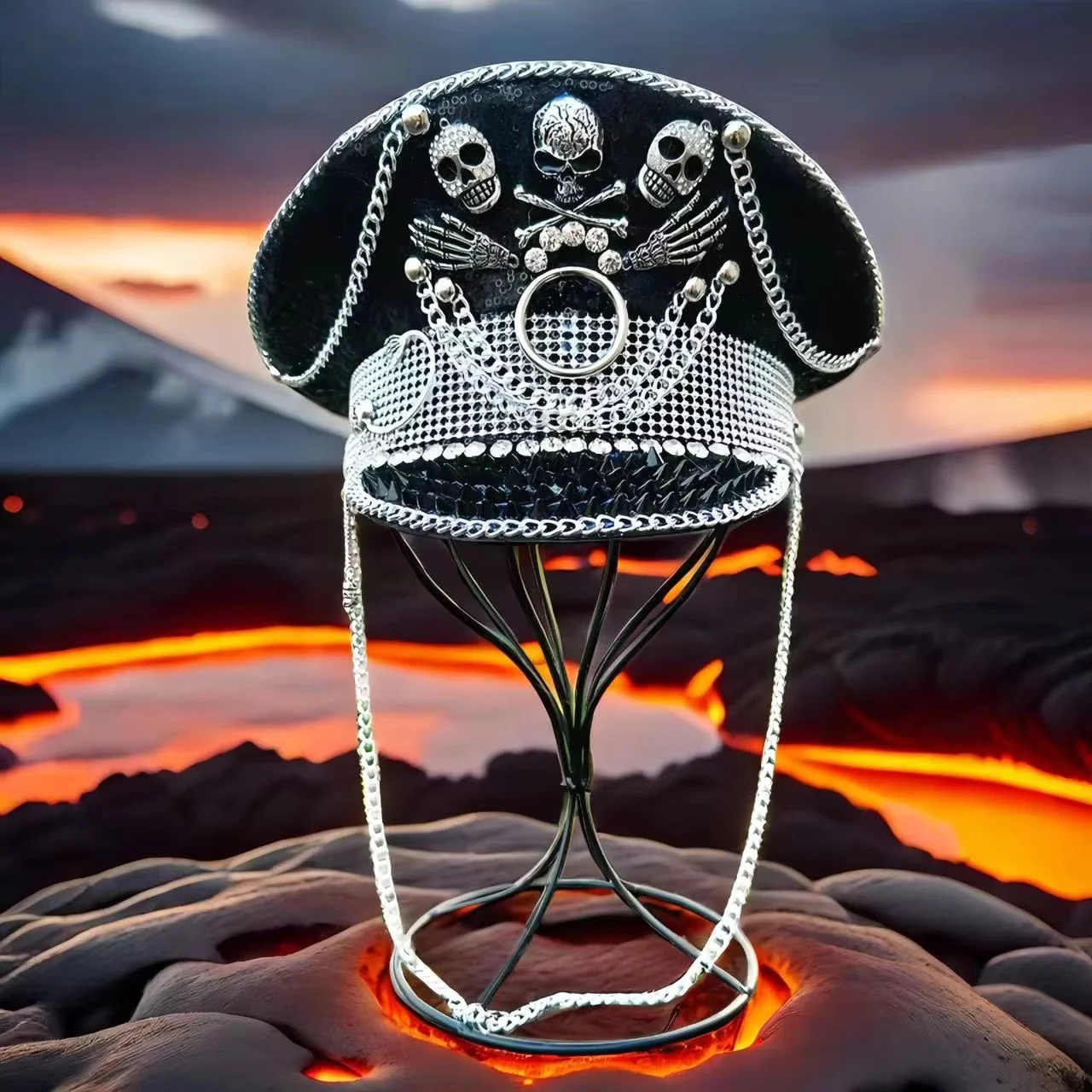 

Костюм музыкального фестиваля HongLuan, шляпы капитана со стразами для карнавальной женщины, женские аксессуары для косплея