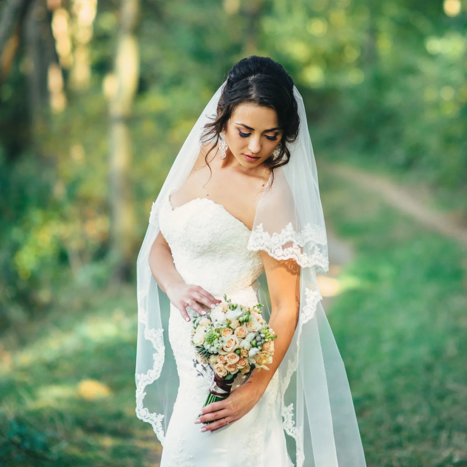 طرحة زفاف طويلة جدًا على طراز كاتدرائية مذهلة لهجات الأزهار حجاب الزفاف للعرائس مثالي لحدث الزفاف و