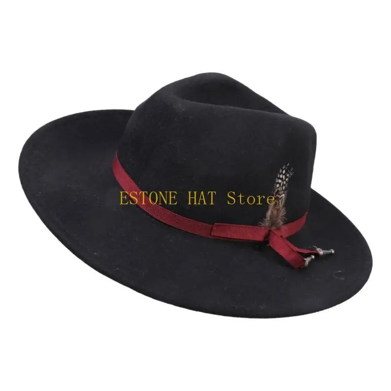 49MF Dramatic Performances Hat Fancy Dress Hat Artistic Youth Hats Vintages Western for Commuting and Travel