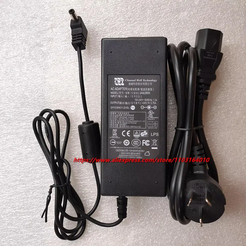 Genuine ChanneL Well Technology CWT 24V 3.75A 2AAL090M AC Adapter Charger 90W Laptop Power Supply 5.5*2.5mm view 3