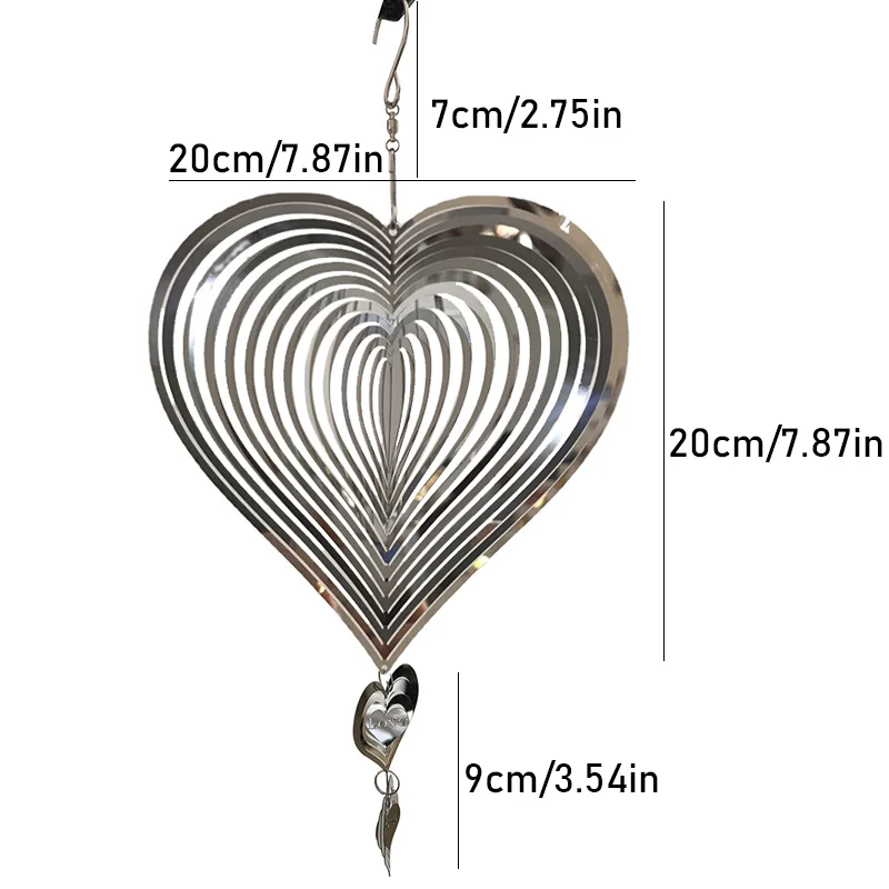 3D obrotowe wiatrowe dzwonki Walentynki Wind Dift Wind Spinner do wystroju pokoju Wedding Garden Ogród Outdood Esthetic Wiszące dekoracja