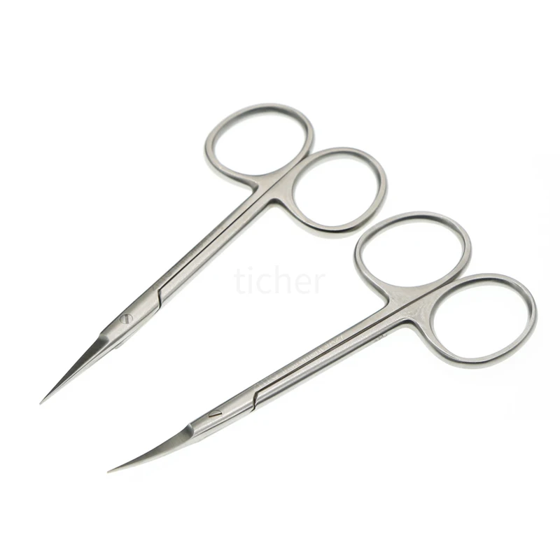 Shang Hai Tiangong Scissors Ophthalmic Surgery Scissors Stainless Steel Ultra-Fine Curved Tip Double Eyelid Tool Express