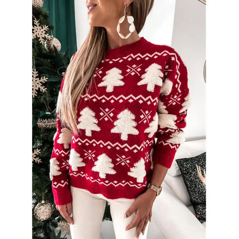 Cisas Pullover Damen Langer Sve Strickpullover mit hohem Kragen Winter Faion Cross-Border Cisas Handtuch Stickerei