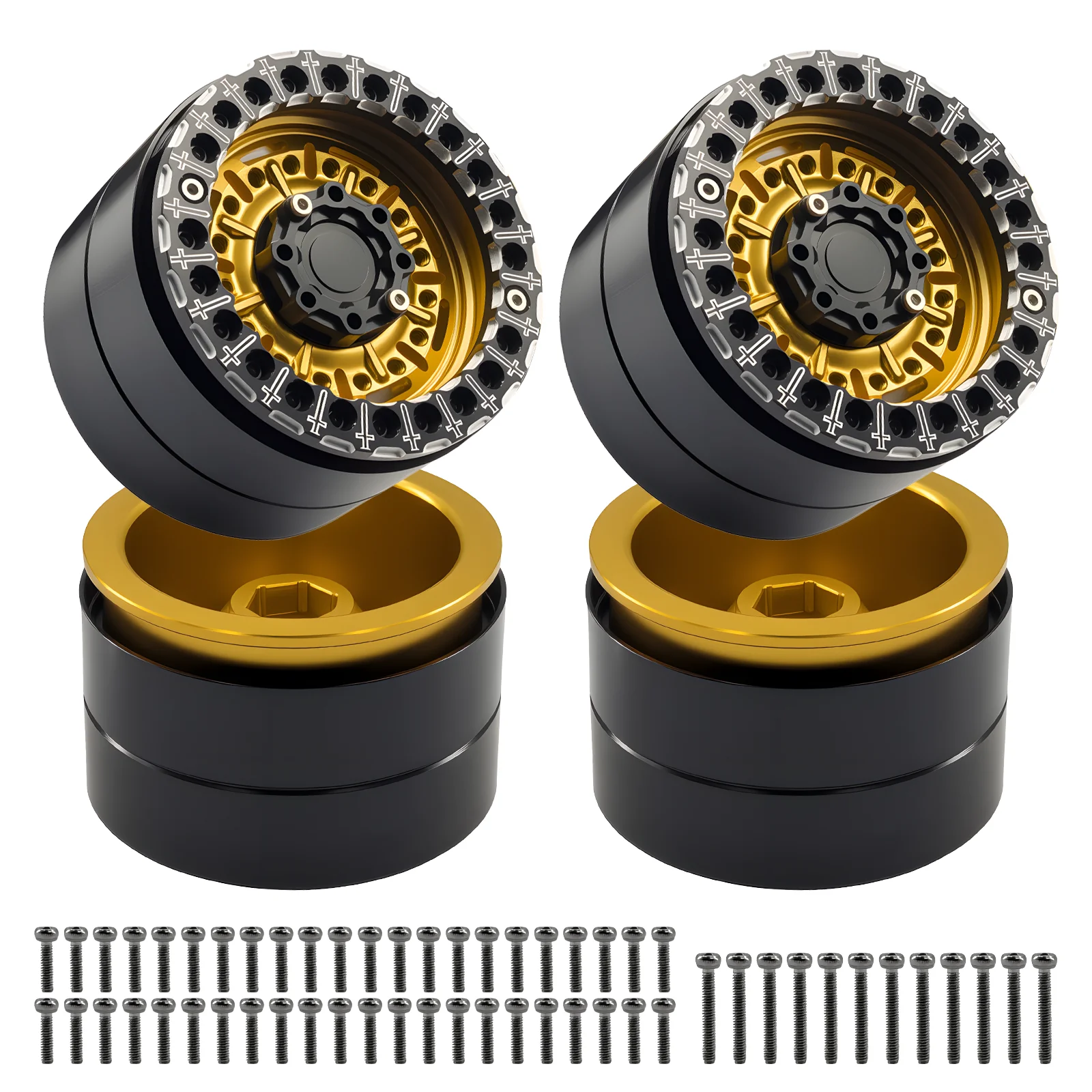 

4 шт. 1,9/2,2 " RC алюминиевые латунные колеса с замком, диски для глубокого посуды для 1/10 Rock Crawler Mud Truck TRX4 Gen8 Capra SCX10 Gen7 Pro