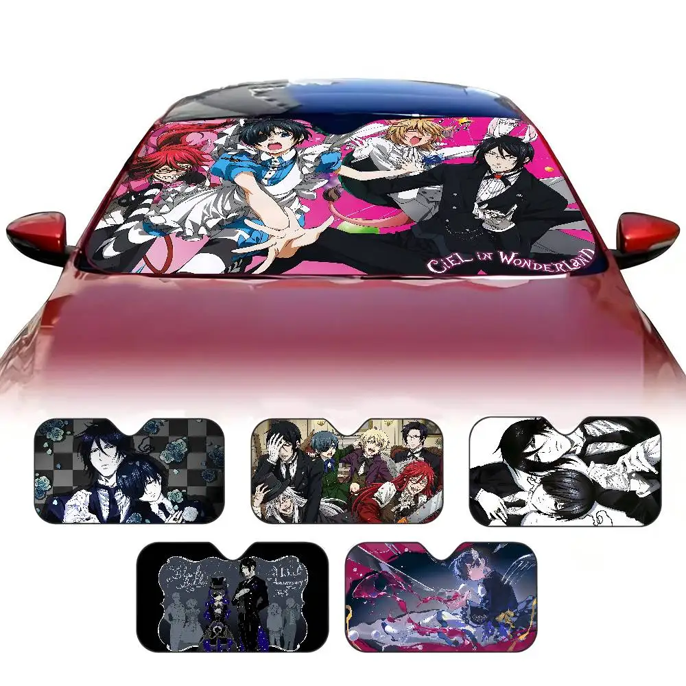 Series Black Butlers Car Windshield Sunshade Cover Foldable Automotive Sun Shade Visor Window Uv Reflector Cars Keep Car Cool