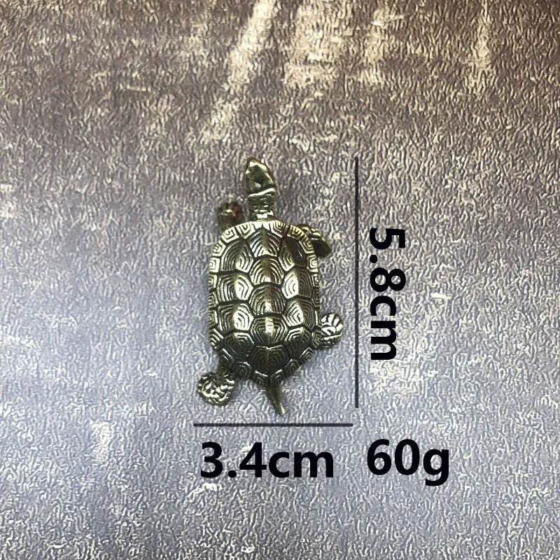 Brass Snapping Turtle Figurines Genuine Copper Tortoise Talisman Desk Ornament DIY Patio Bonsai Decoration Landscape Miniatures
