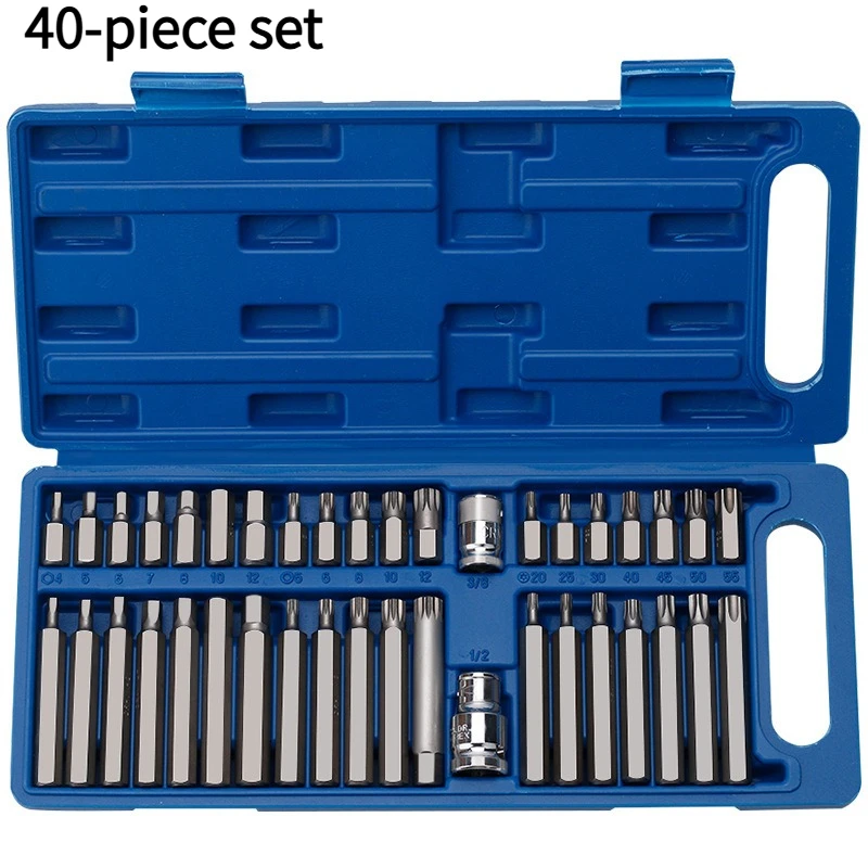 40-Piece Set of Hexagonal Batch Heads Auto Repair Tools Star Pattern Screwdriver Set 40 Batches