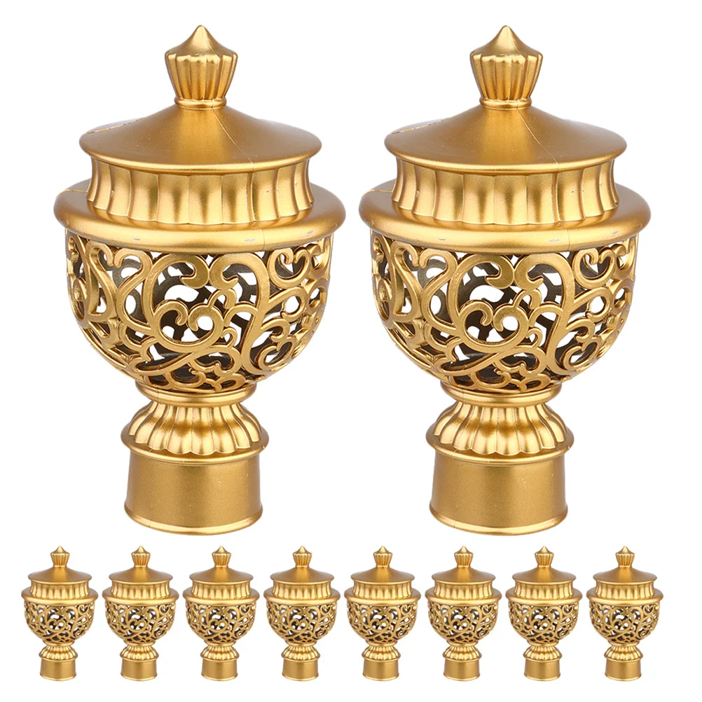 

10pcs European Style Curtain Rod Finials Decorative Window Drape Pole Ends High Strength Plastic End Caps For Home Decoration