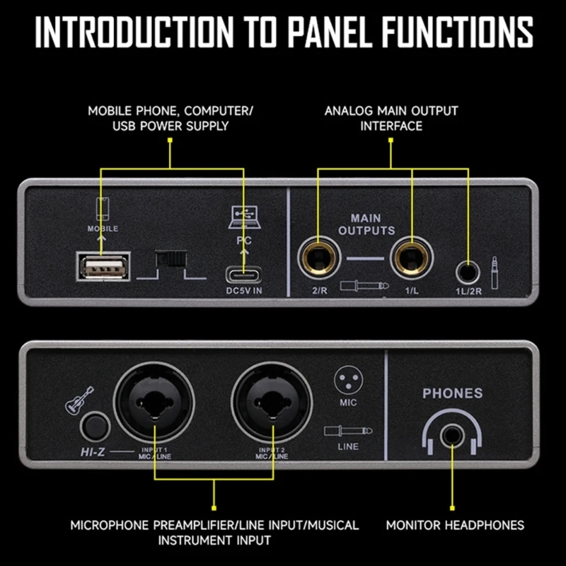 Interfaz grabación sonido fácil usar para varios niveles habilidad en hogar o en estudio