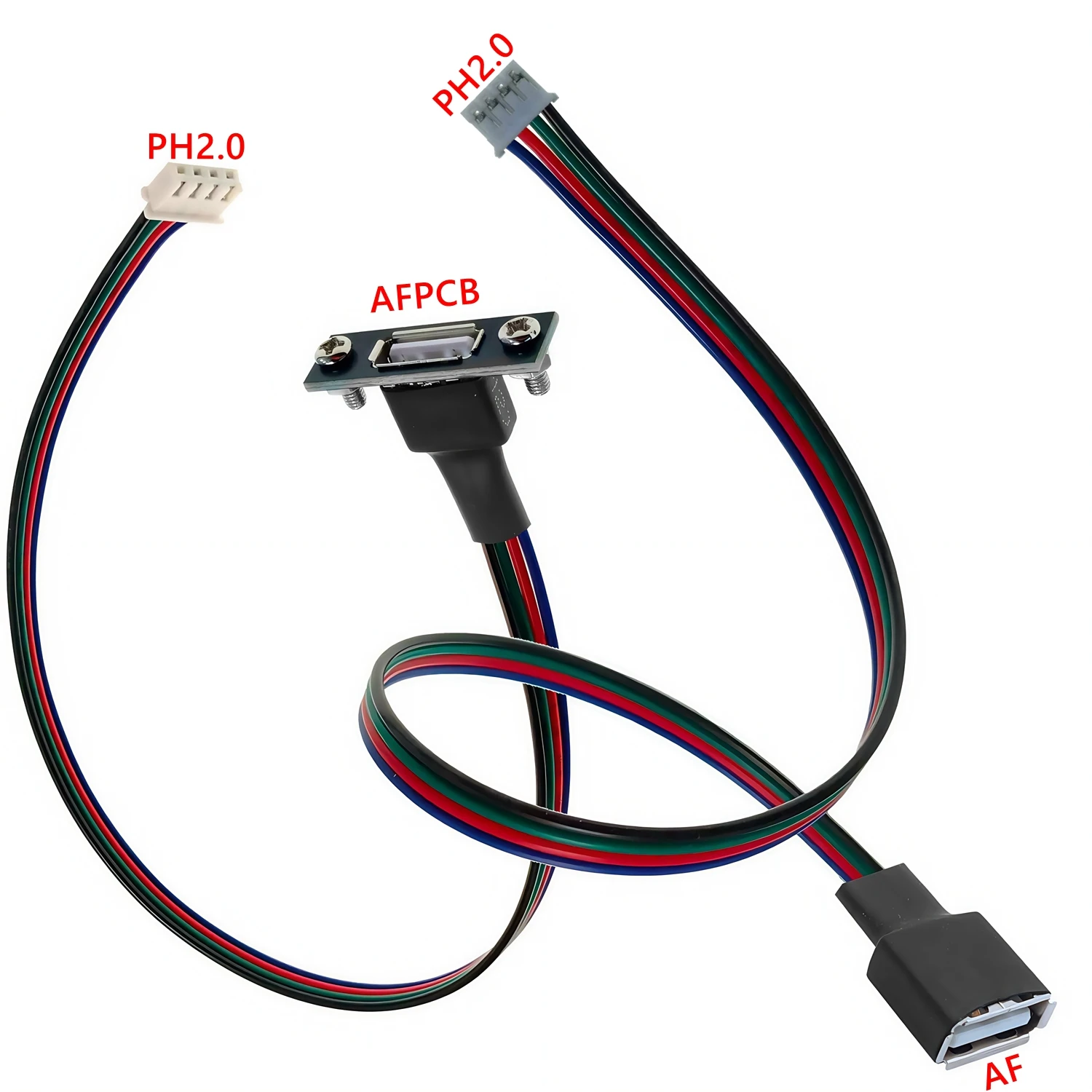 2PCS 30CM 4PIN Connection Cable Micro mini USB Type-C Male Female Pair Wiring Plug with PH2.0 Terminal Cable Length 30CM