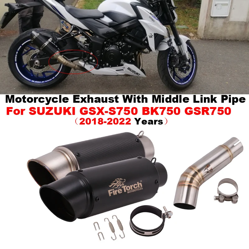 

Motorcycle Exhaust Escape Modified Mid Link Pipe Muffler Slip On For SUZUKI GSX-S 750 BK750 GSR750 GSXS750 GSX S750 2018 - 2022