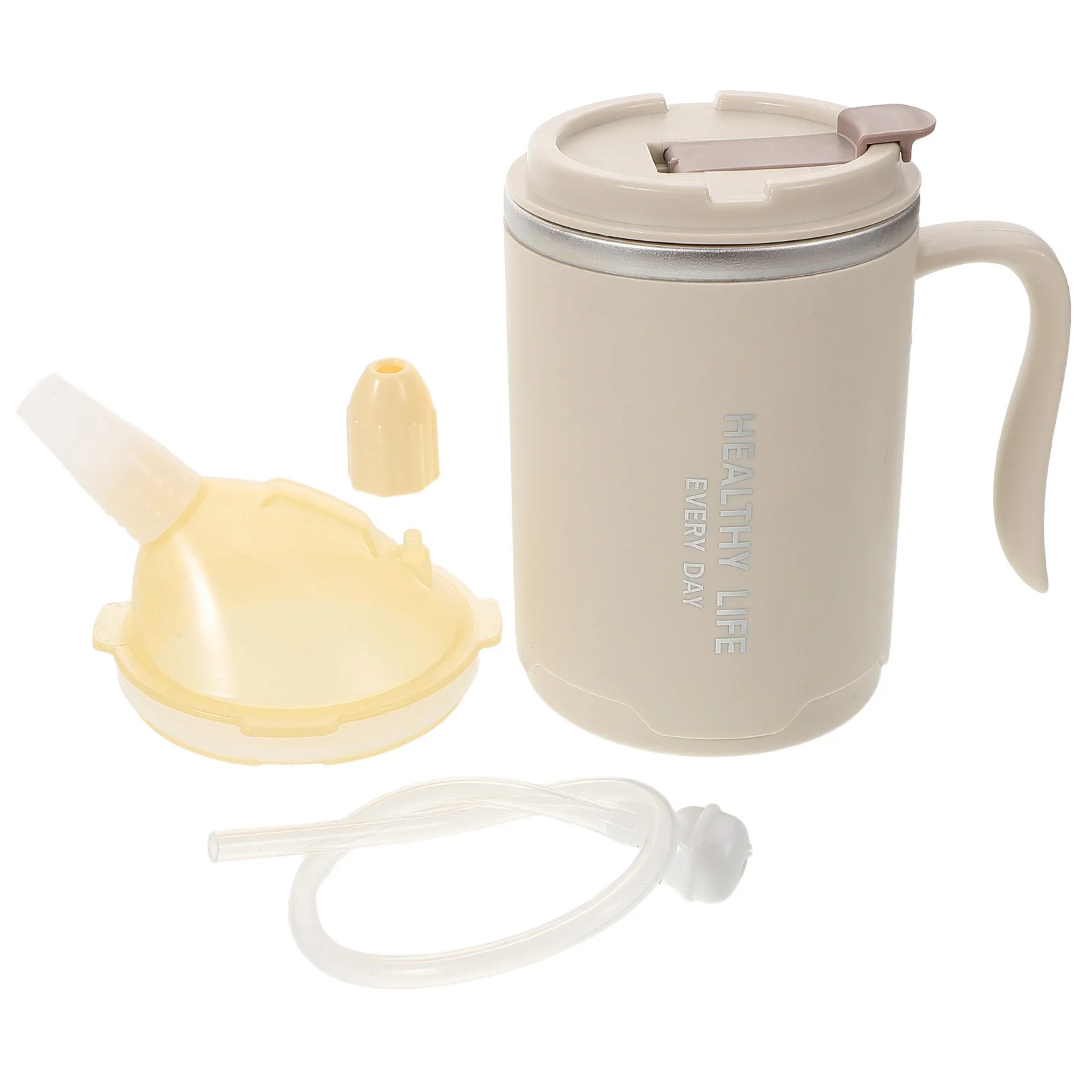 

Nursing Dysphagia Cup 400ml Spill Proof Leak Proof Drinking Bottle Soft Straw for Elderly Bedridden Patients Liquid Feeding