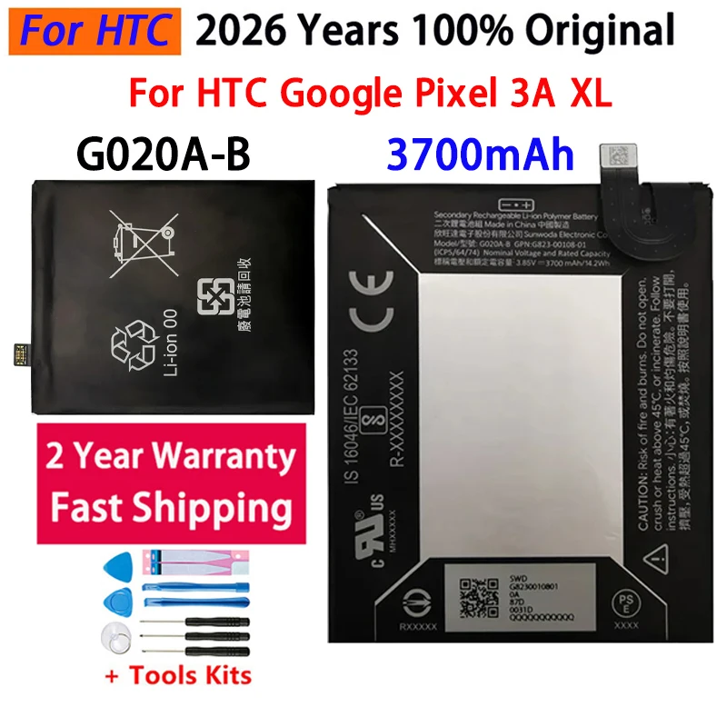 2026 Years High Quality 3700mAh G020A-B Phone Replacement Battery For HTC Google Pixel 3A XL Batteries Bateria Batterij