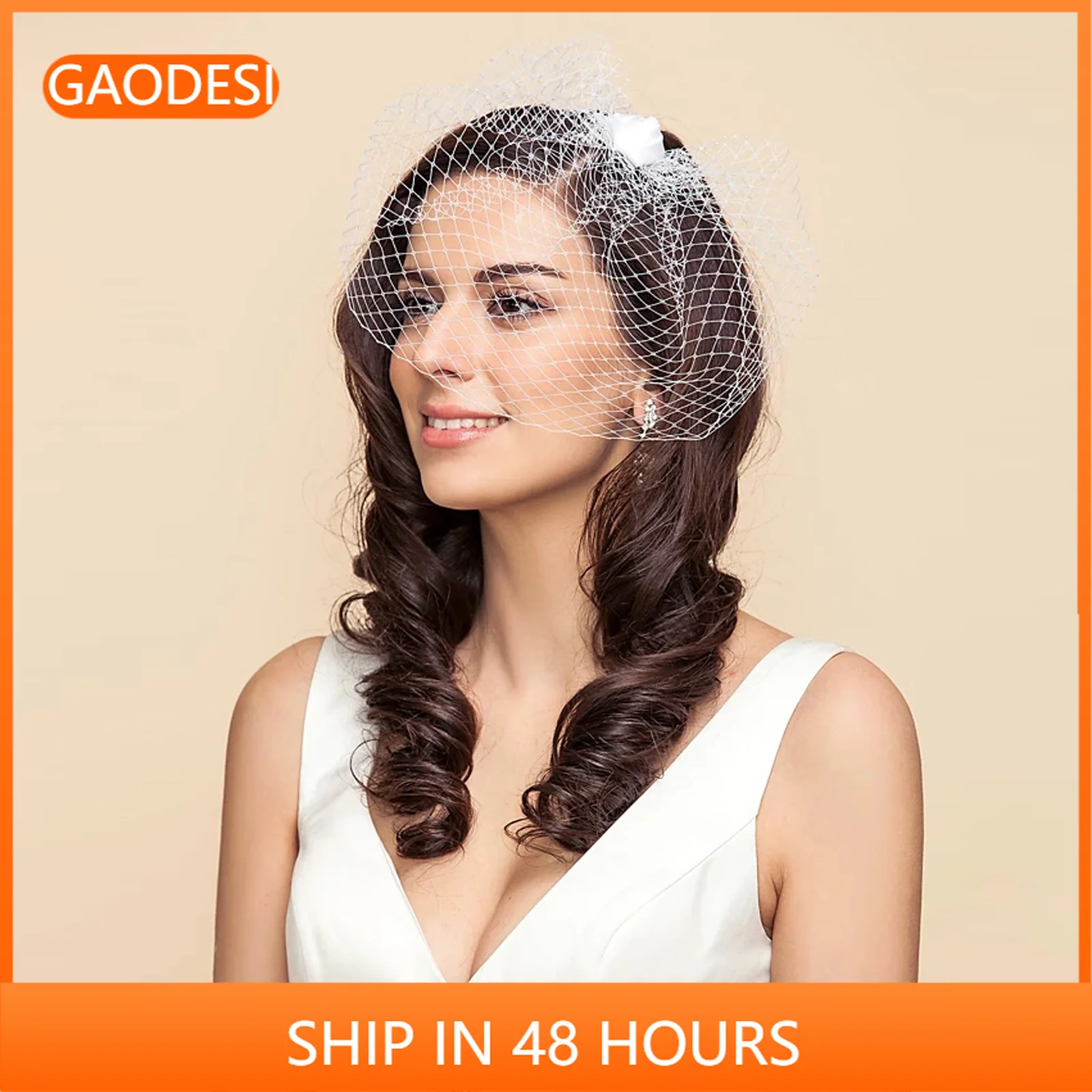 Short Bridal Veil Minimalist Detachable Blush Veil Flower Russian Tulle Cage Style Elegant Mesh Wedding Bridal Accessories GA02
