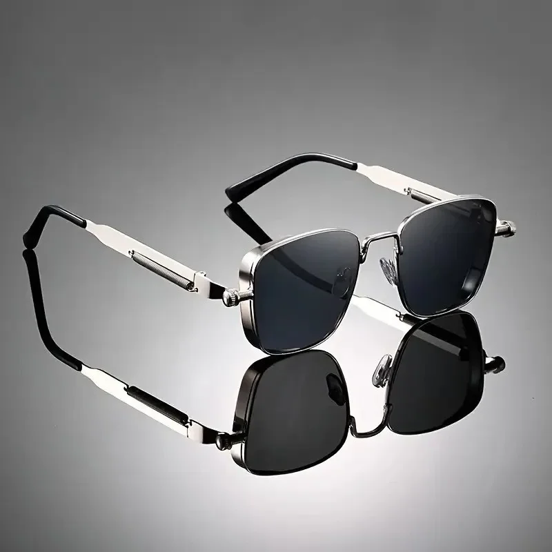 New Men's Summer Sunshade Driving Sunglasses Classic Retro Metal Square Sun Glasses Men Anti UV Fashion Spring Leg Glasses