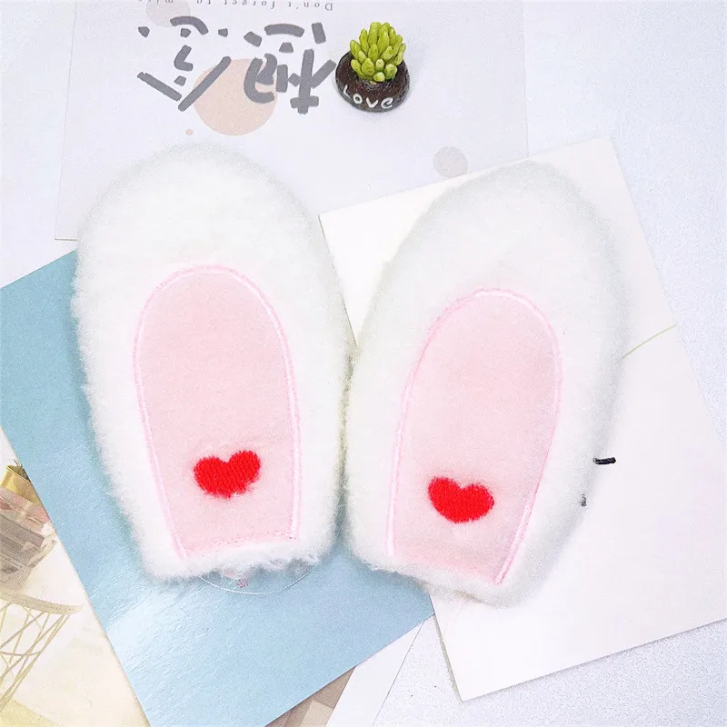 10Pcs/Lot Cartoon Plush Pink Love Rabbit Ear Corner Padded  Applique Crafts For DIY Headband Hair Clips Accessories Patches