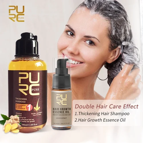 PURC-shampoo para el crecimiento del cabello, aceite esencial, tratamiento para la pérdida de cabello, crecimiento rápido del cabello, nutritivo, engrosamiento de la raíz del cabello, cuidado del cabello para hombres y mujeres