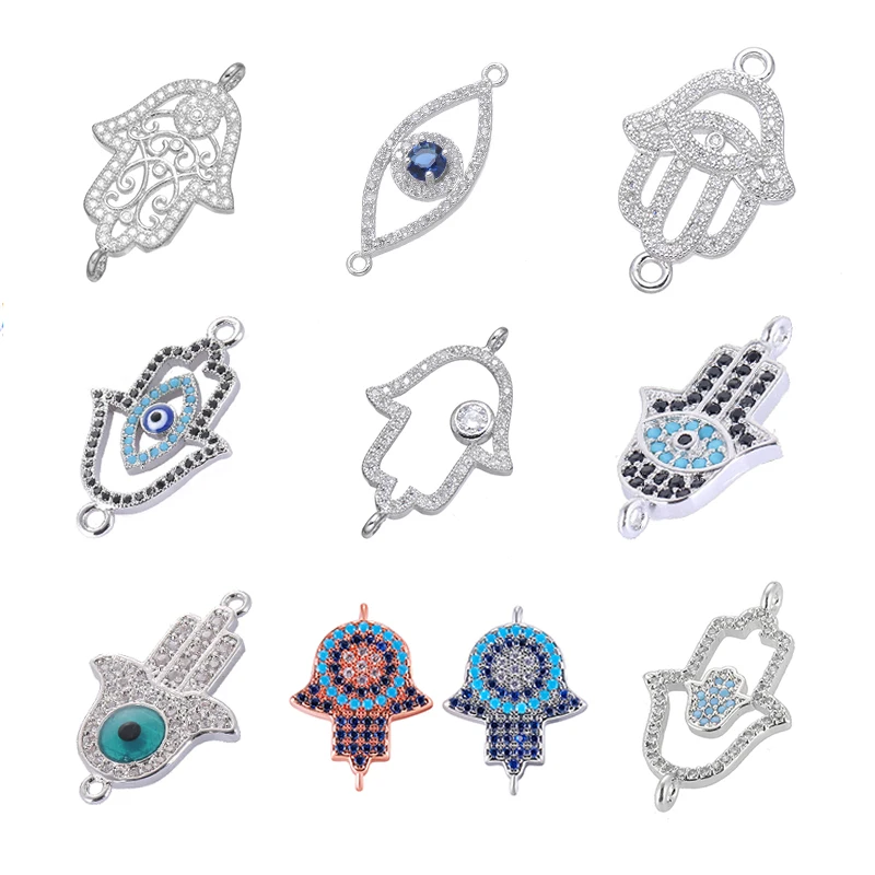 Juya DIY Turkish Jewelry Findings Handmade Hamsa Fatima Charms Pendant For Women Men Bracelet Necklace Making