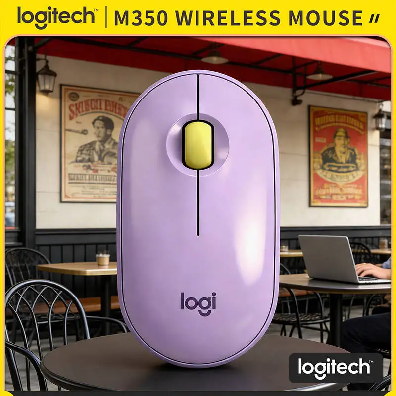 

Logitech M350 Ergonomic Quiet Mouse - Smooth Organic Design, Silent Scroll, USB Storage, 1000 DPI, Home Office Essential