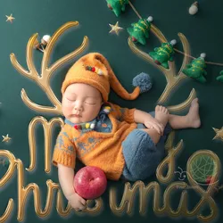 ❤️Newborn Photography Christmas Clothing Cute Hat+Top+Pants 3Pcs/Set Baby Photo Props Accessories Studio Shoot Clothes Outfits