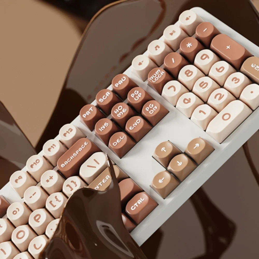 130Keys Contrasting Color MOA PBT Keycaps Round Cute Style Cute Spring Summer Style Diy Mechanical Keyboard Retro Pink Keycap