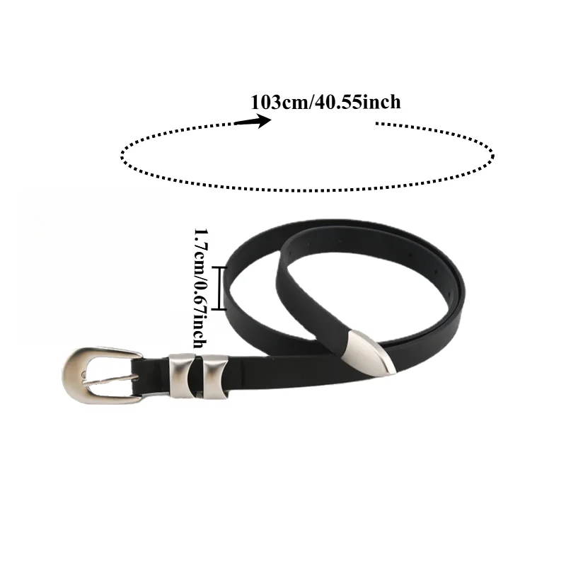 IF IFOND Korean-Style Premium Niche Design Slim Belt Fashionable Minimalist Black Versatile Casual Buckle Belt for Women