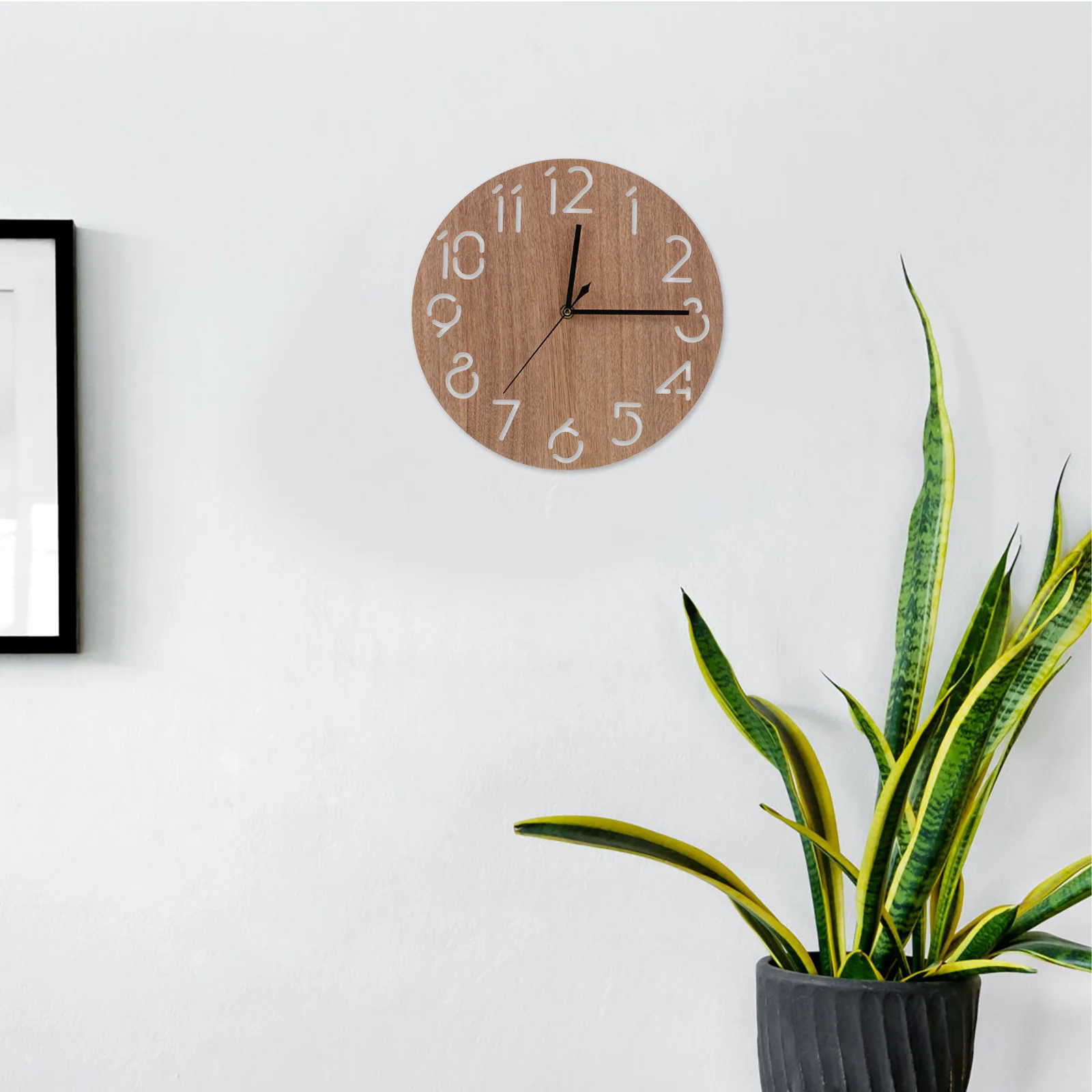 

Solid Wood Hollow Round Wall Clock Non Ticking Hanging Decorative Clock Bedroom Living Room Wall Decor