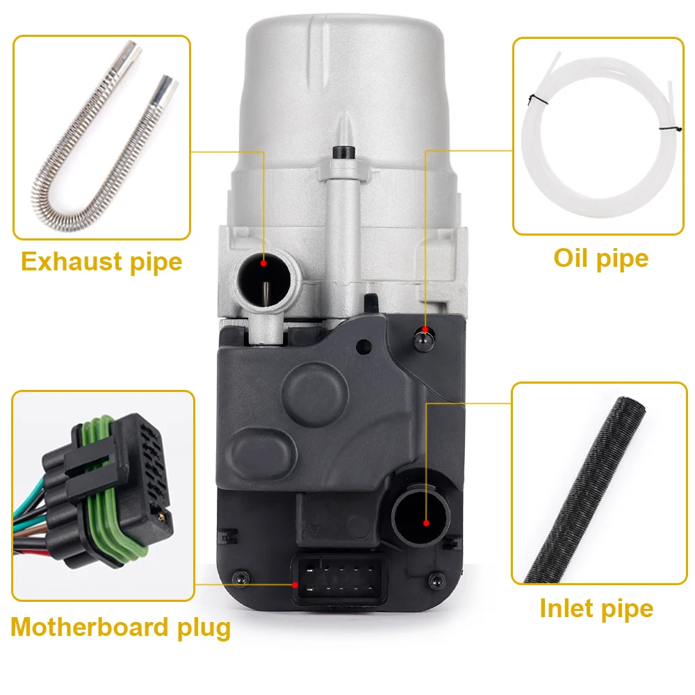 범용 가솔린 에어 히터, 무선 리모컨 LCD 모니터 및 물 배관, 모터 디젤 가솔린, 12V