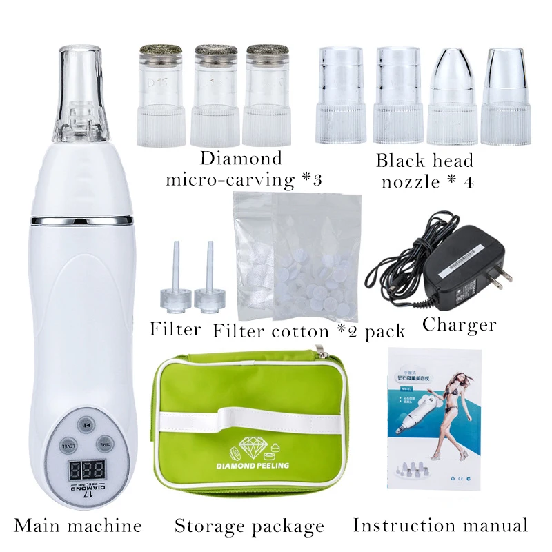 มือถือเพชร Microdermabrasion เครื่อง Facial Peeling ดูด Whitehead จมูก Blackhead Removal สิวทําความสะอาด Skin Care TOOL