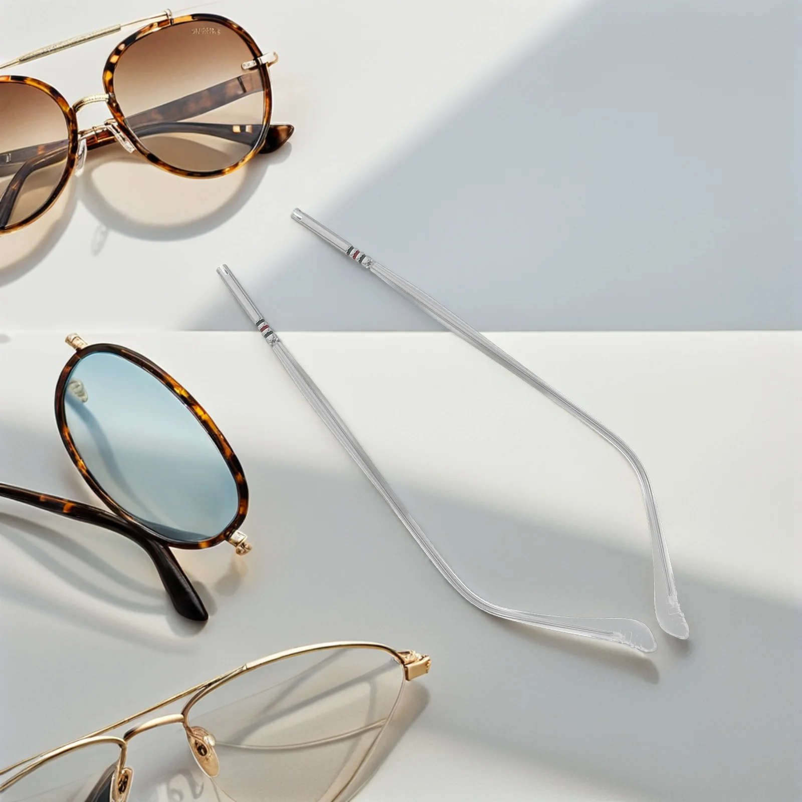زوج واحد من أذرع بديلة لمعبد النظارات المعدنية للنظارات الشمسية باللون الفضي مناسب عالميًا، اتصال آمن ومتين وسهل الاستخدام #1