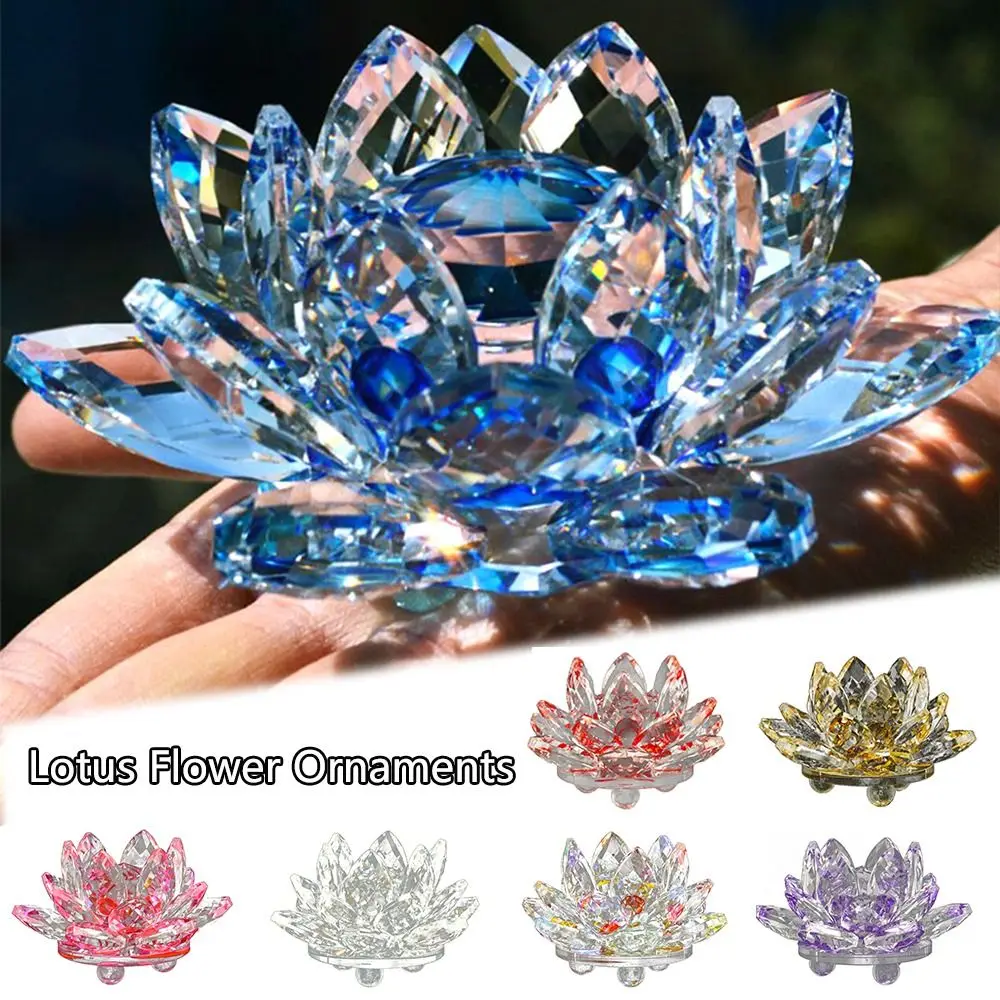 2024 Kristall Lotus Blume Figur nach Hause Hochzeit Dekoration Glas Handwerk Sammlung Brief besch werer Tisch Ornamente Souvenir Geschenke